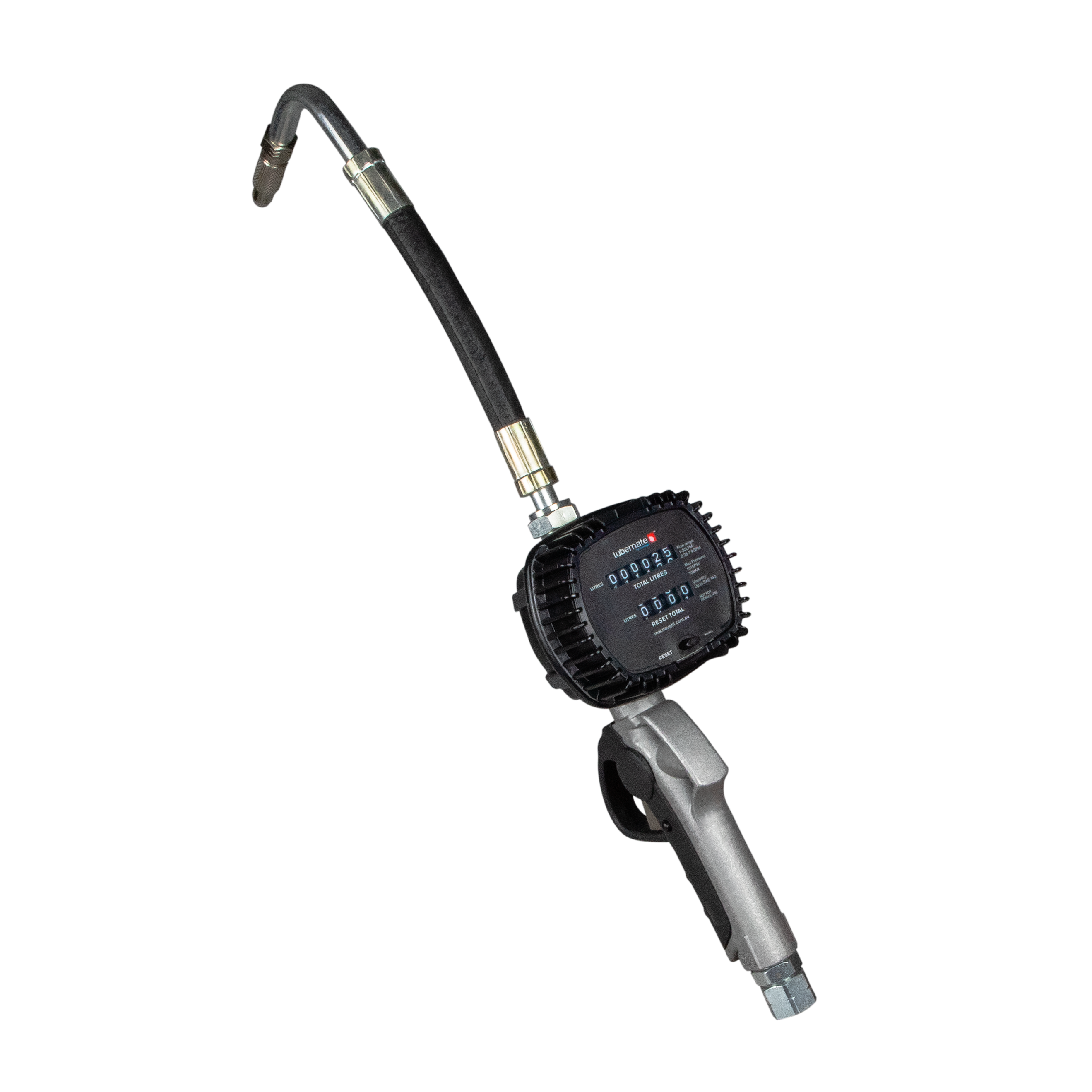 OIL CNTRL GUN WITH MECH METER FLEX EXT AND MNL NONDRIP NZL 1/2" BSP (F) INLET Macnaught
